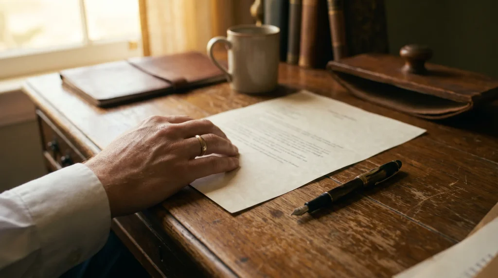 Alternative dispute resolution letter being reviewed at a desk