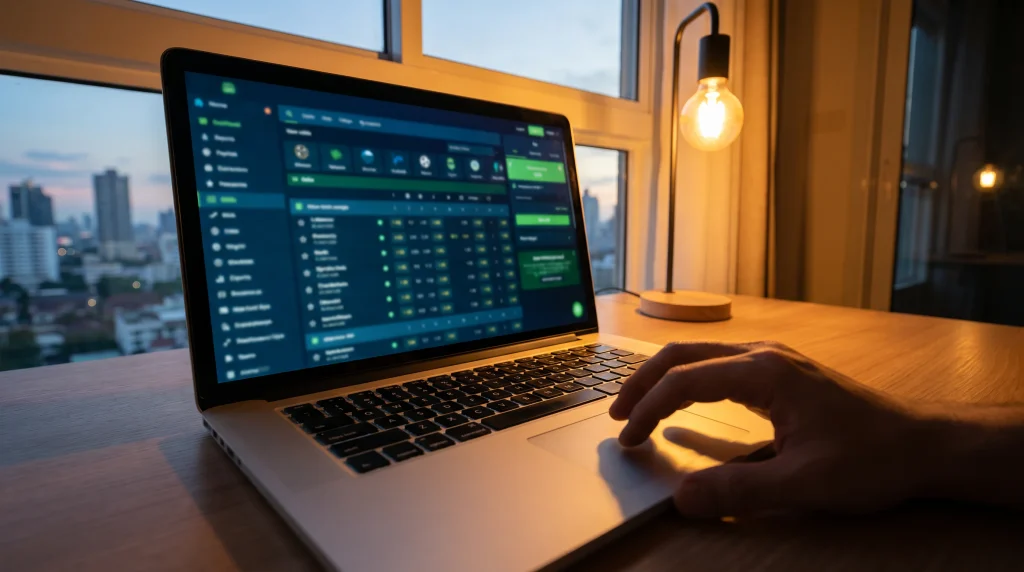 American-style betting screen displayed on a laptop