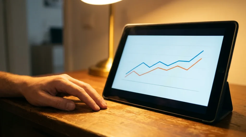 Personal betting results tracker open on a tablet