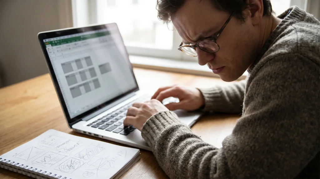 Hockey bettor applying a stake formula in a personal spreadsheet