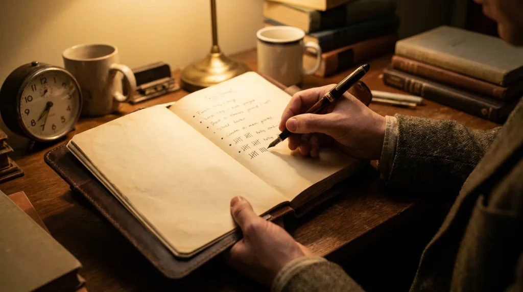Bettor enforcing a weekly acca cap in a handwritten notebook