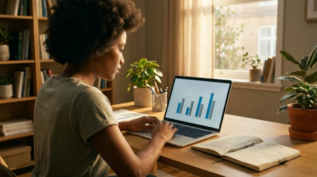 Hockey bettor prepping the week's SOG prop bets on a laptop