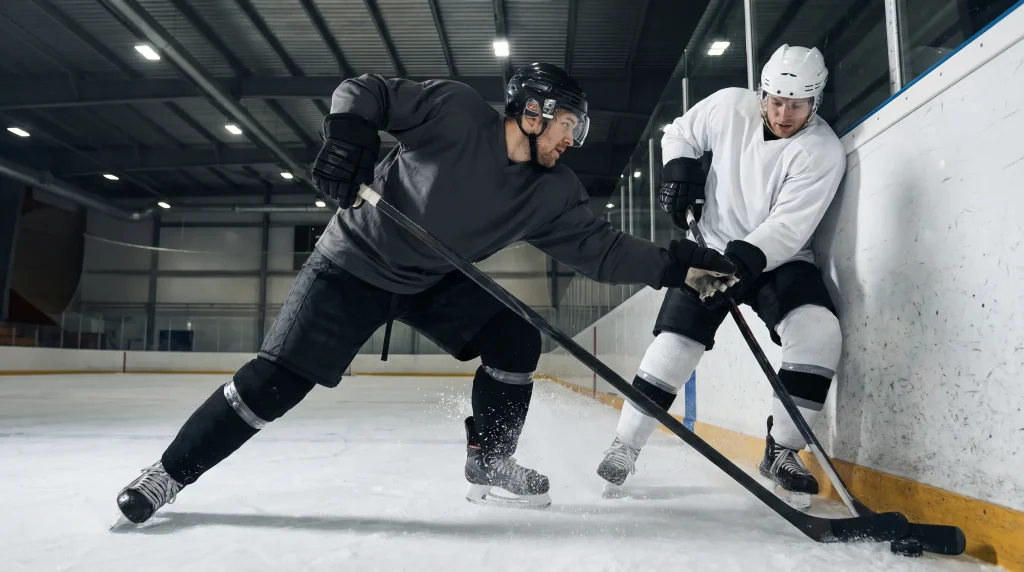 Bottom-six forward chasing a puck into the corner