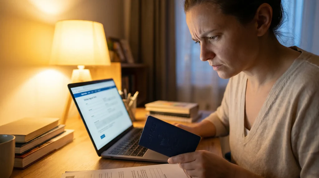 UK punter holding a passport while completing an account verification step