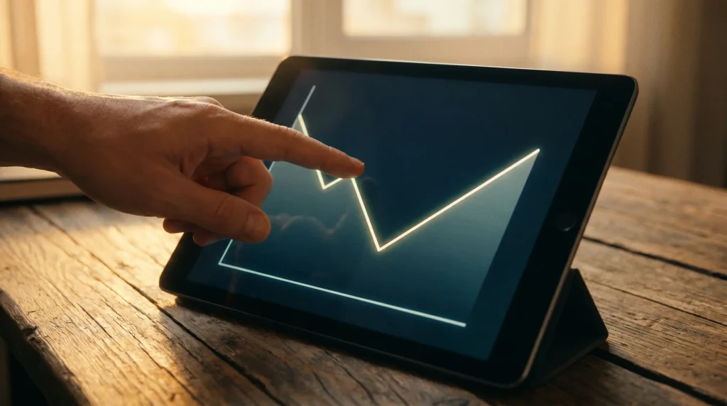 Reverse line movement chart on a tablet