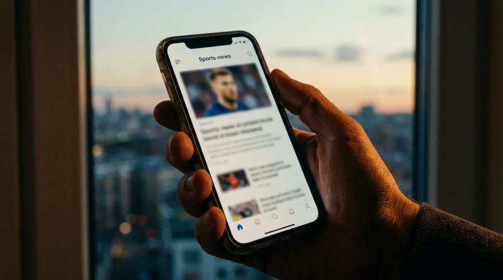Starting goaltender announcement on a mobile sports app