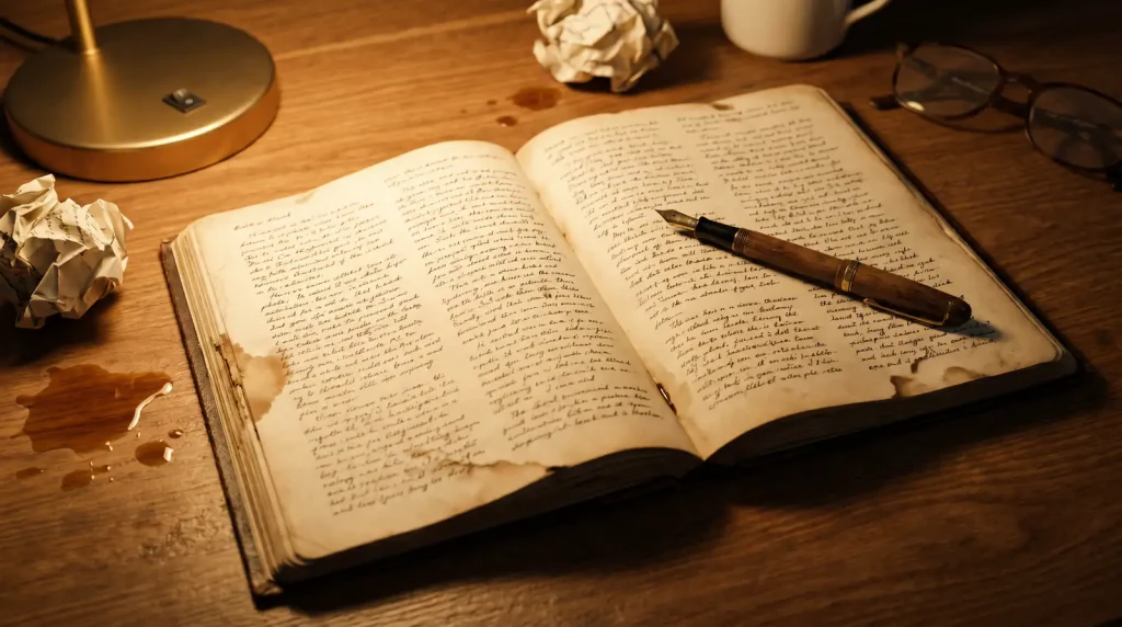 Three-way bet tracking entries in a hardcover notebook