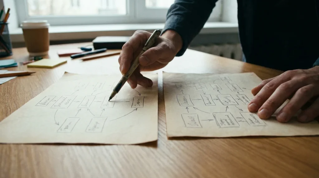 Paper comparison of 3-way and 2-way market structures