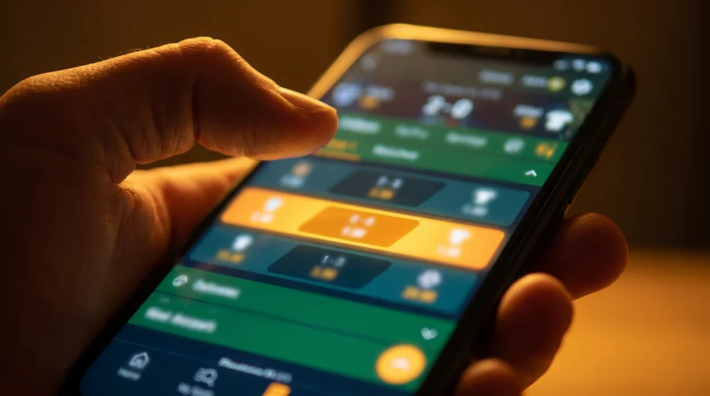 Tie-result selection highlighted on a mobile sports-betting app