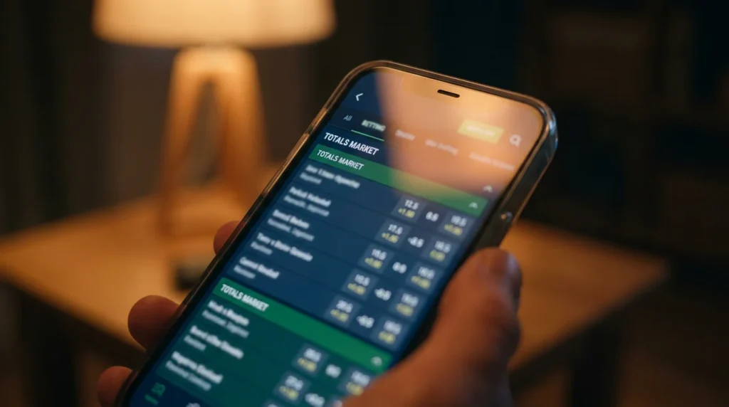 Public-heavy over wagers reflected in a totals market screen