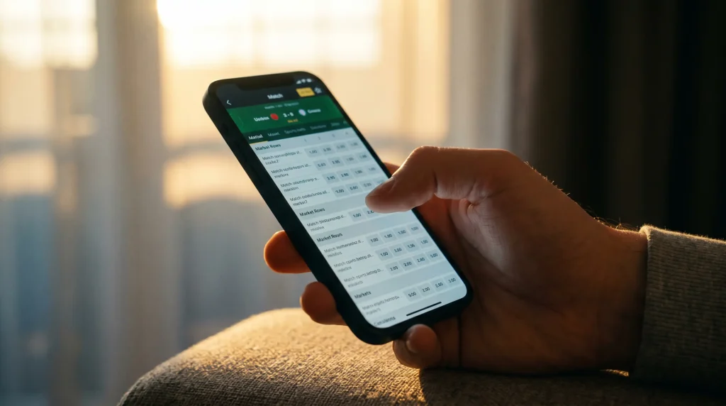Multiple market types stacked on a UK sports-betting screen