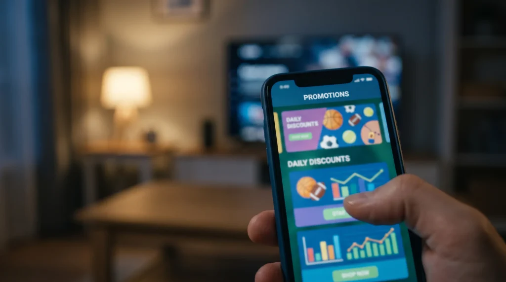 UK bookmaker promotions screen on a smartphone